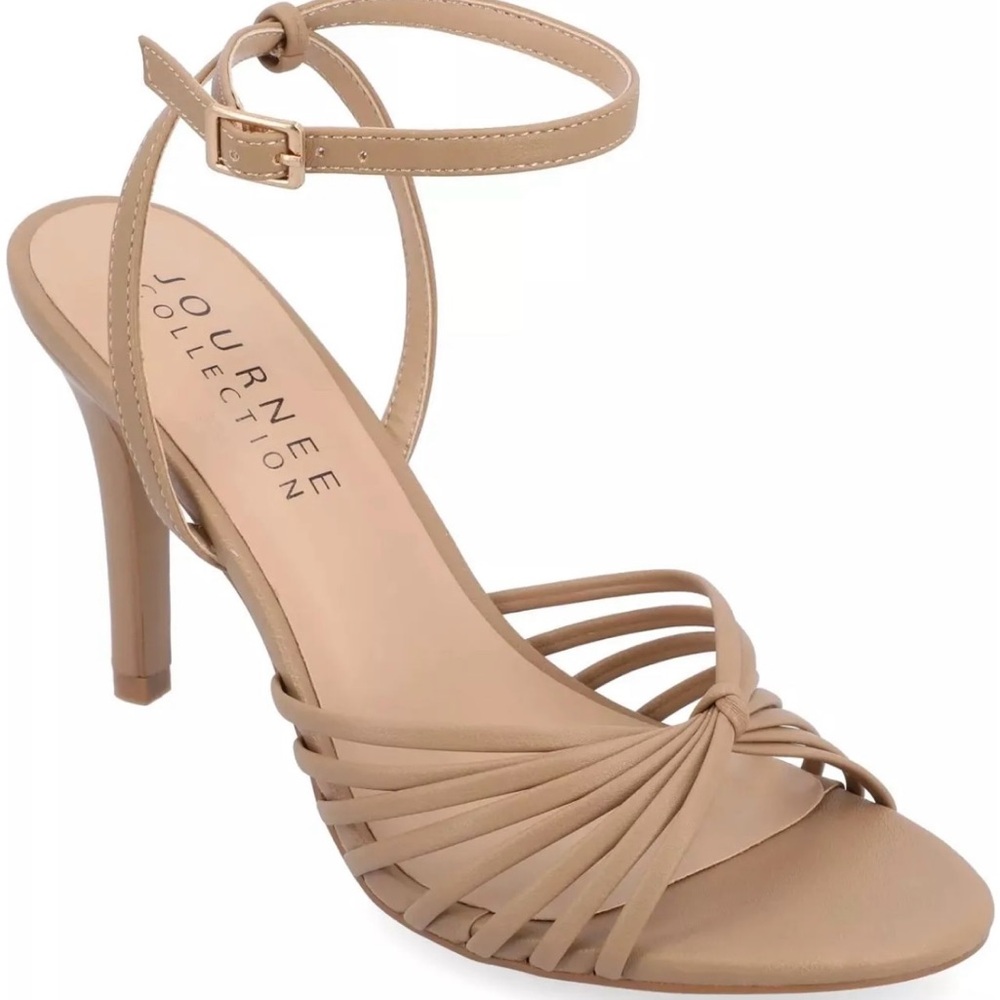 Journee Collection Tan Stiletto Heels with Strappy Design Size 7.5